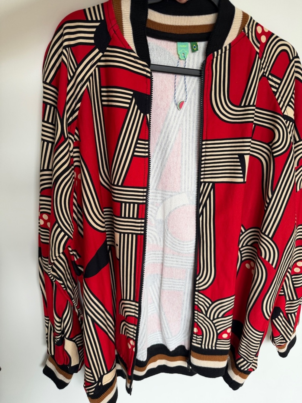FARM Rio Red Geometric-Print Bomber Jacket - Picture 4 of 5